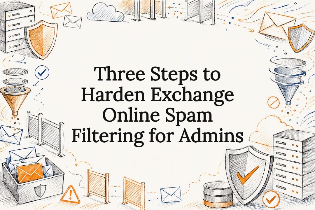 Decorative spam filtering title card illustration
